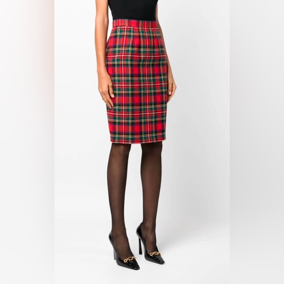 Saint Laurent Dresses & Skirts - Saint Laurent Tartan-Check Pencil Skirt